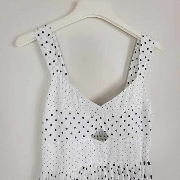 Banana Republic Cut Out Pleated Polka Dot Dress SIZE 10 - Picture 5 of 9